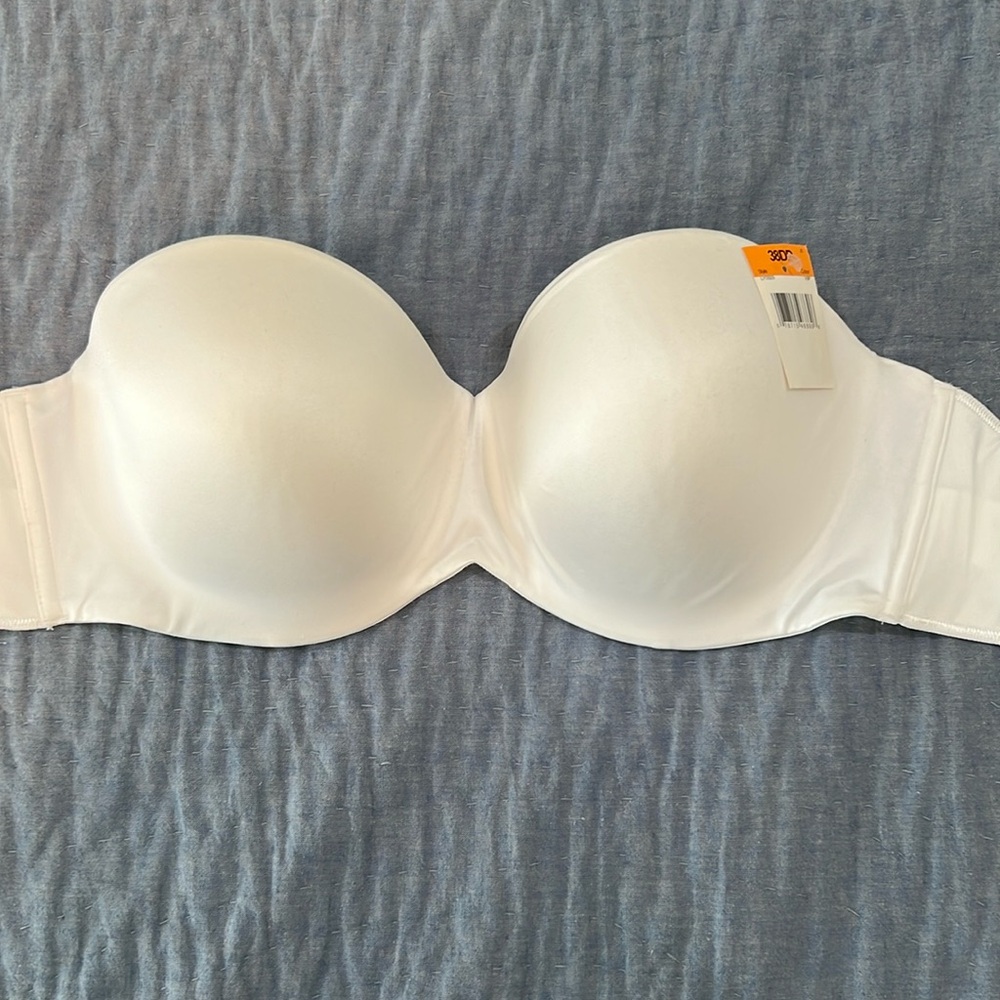 White strapless convertible bra 38DD